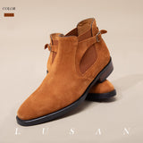 British Retro Genuine Leather Martin Boots - Handmade Elegance for Stylish Mid-Cut Versatility
