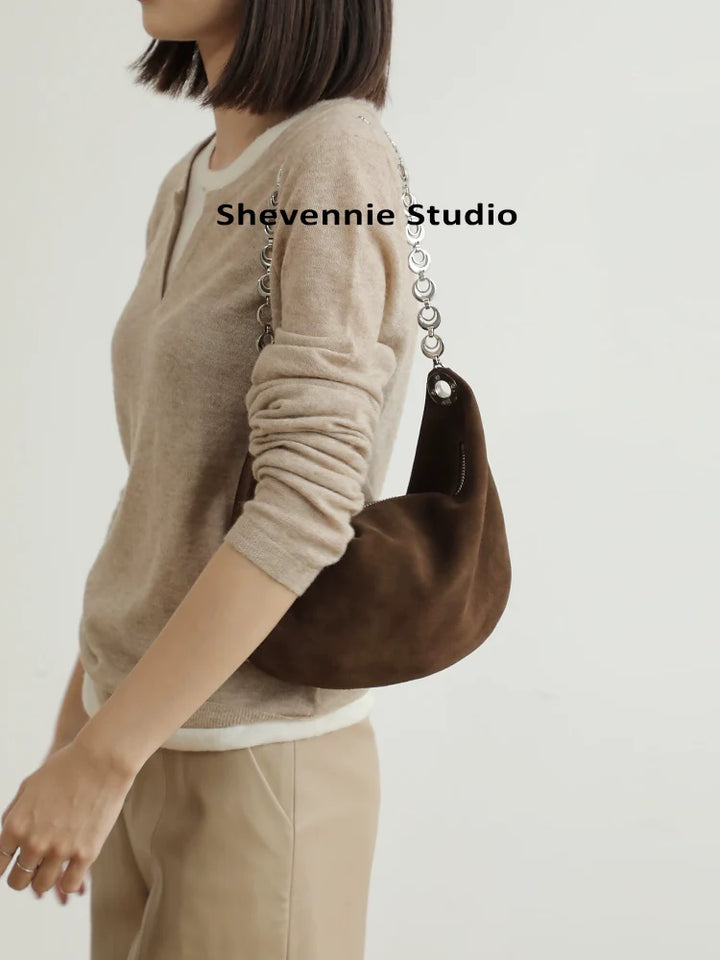 Suede Chain Shoulder Tote