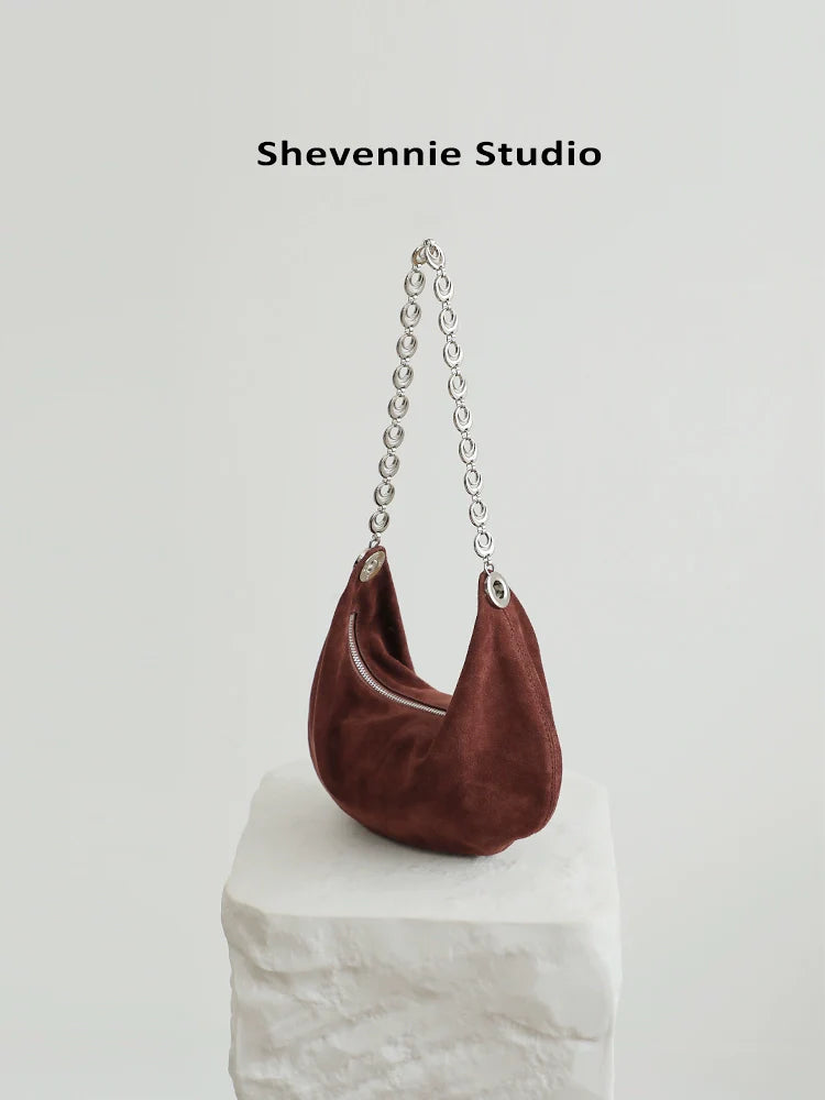 Suede Chain Shoulder Tote