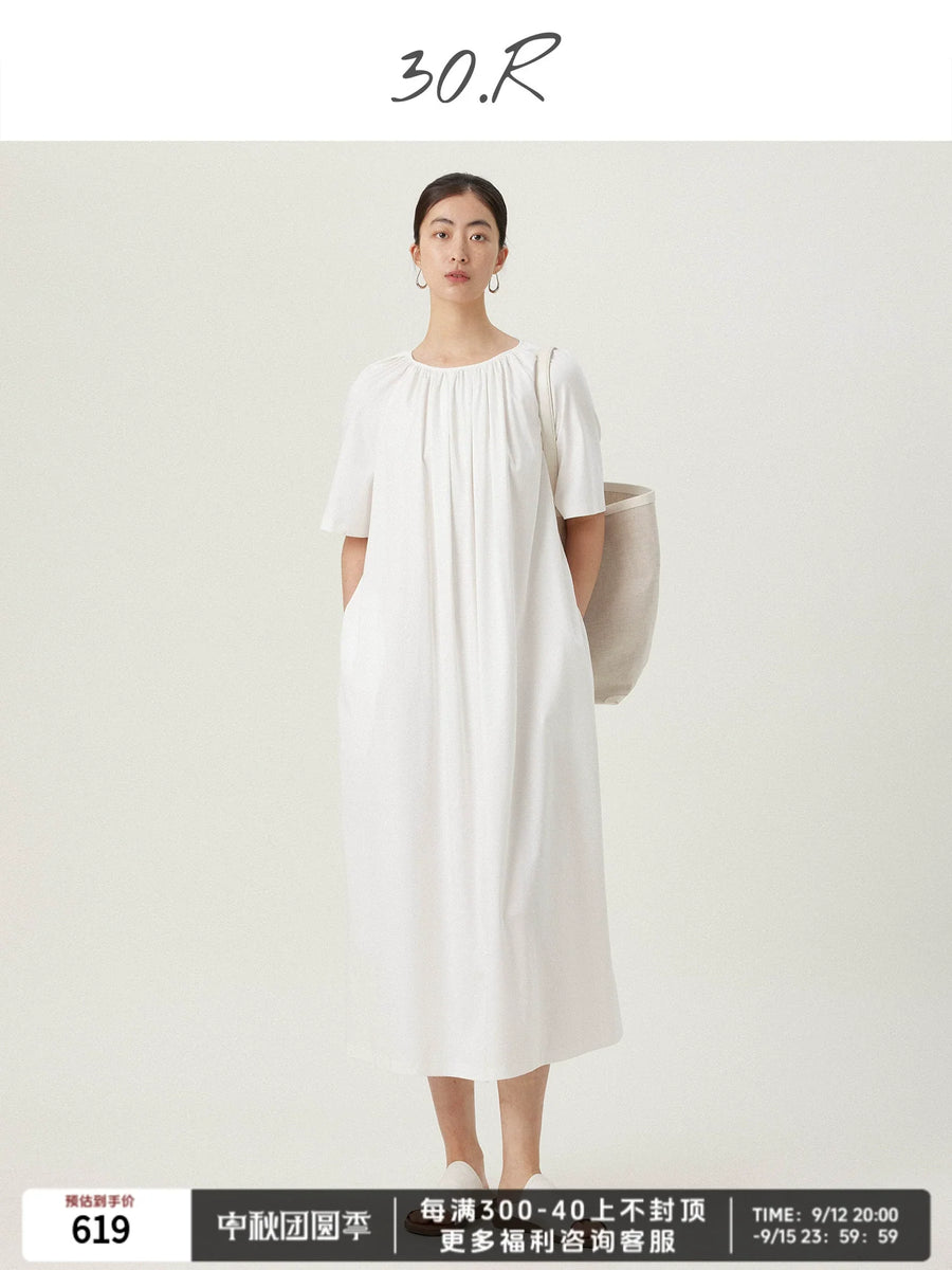 Cotton Elegant Pleated Dress