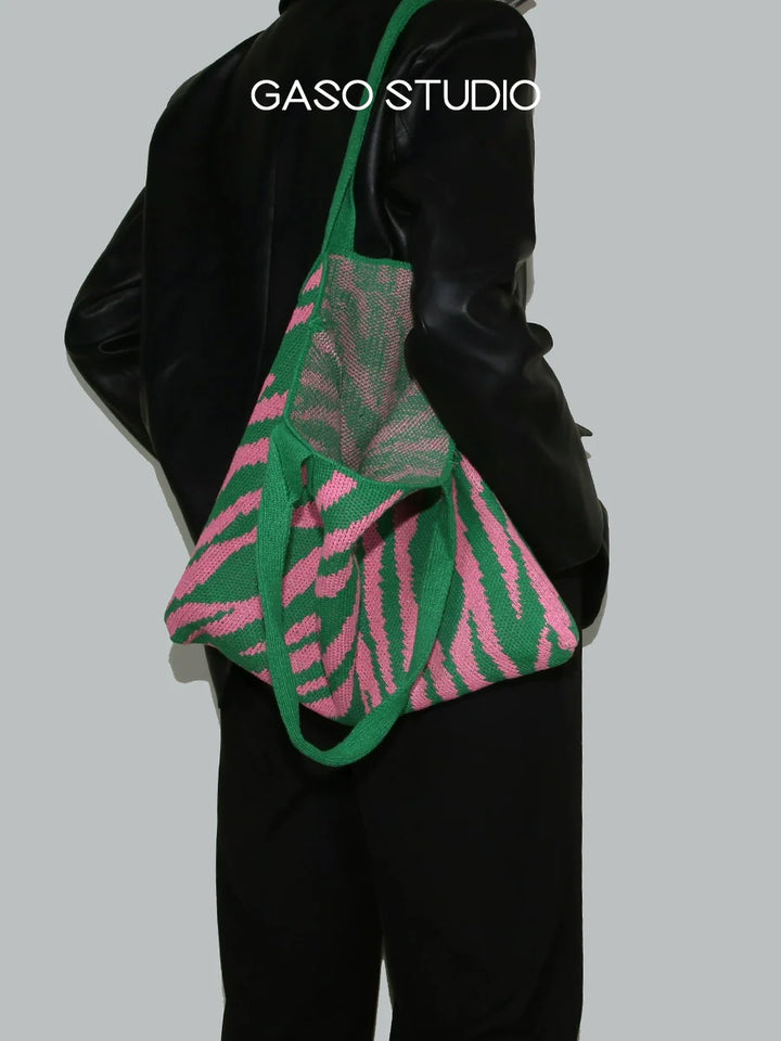 Green Knitted Shoulder Tote