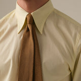 Men's Italian Pure Cotton Long Sleeve Shirt - Classic Handmade Soft Point Collar Business Casual Spring Shirt
