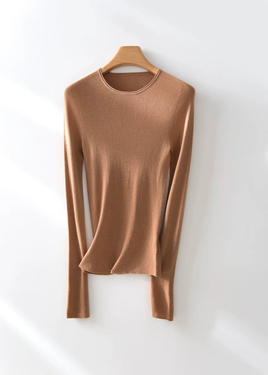 Natural Wool Scoop Neck Sweater