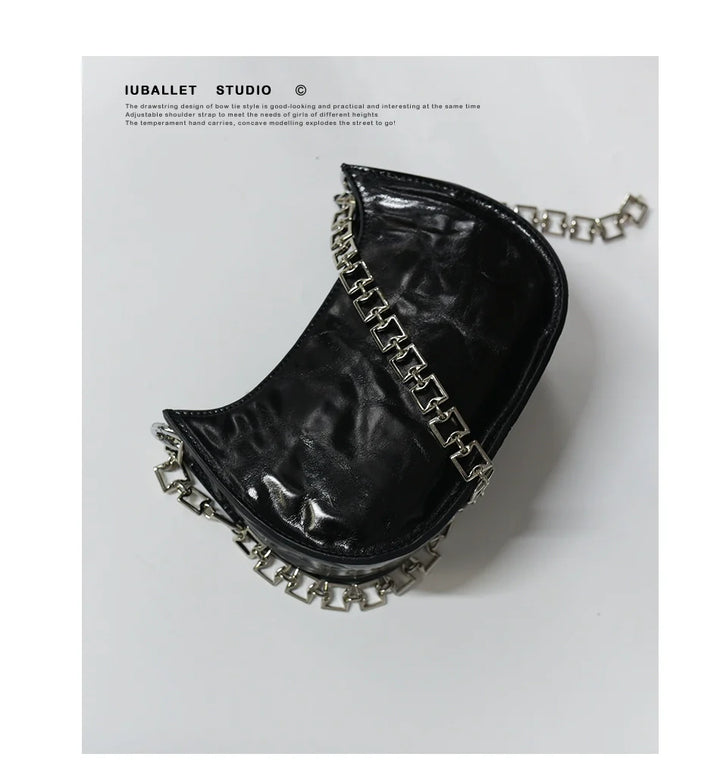 Semicircular Leather Chain Bag