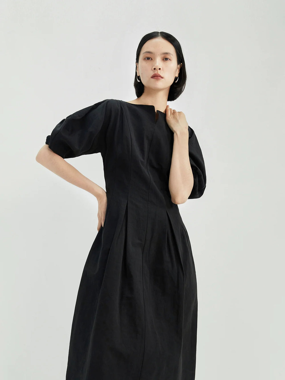 Hemp Lantern Sleeve Maxi Dress