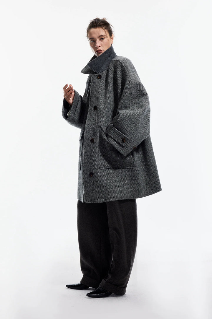 Floral Woolen Tweed Coat