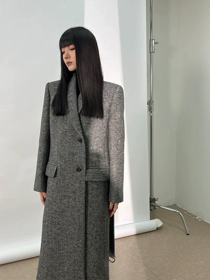 Grey Cashmere Wool Coat