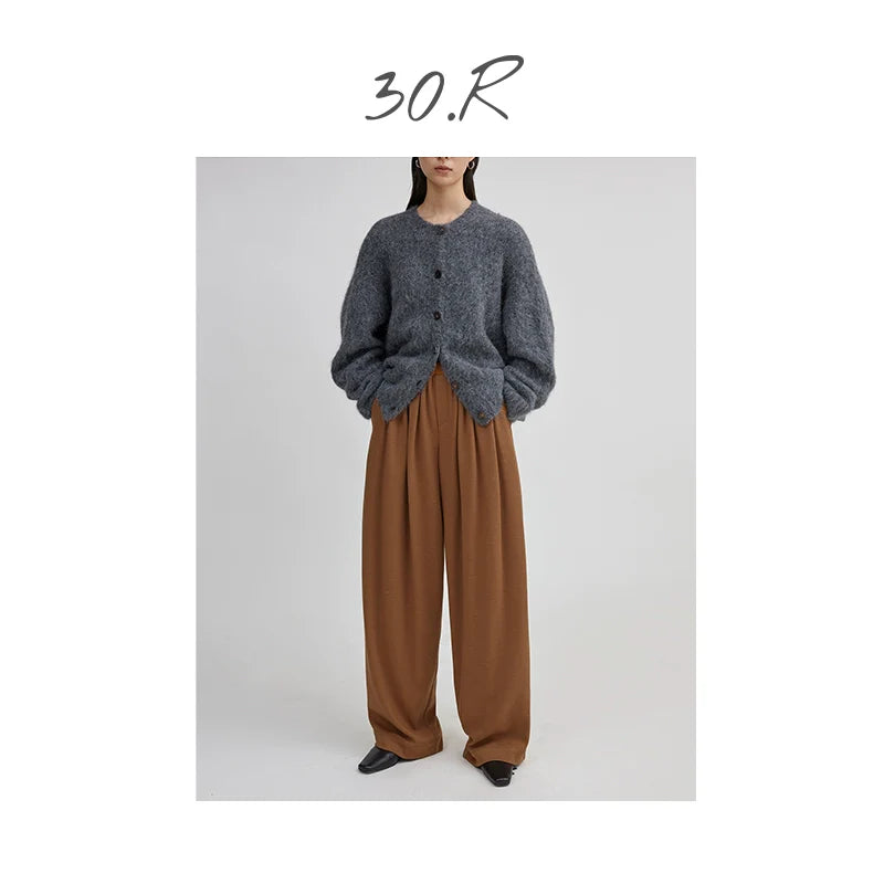 Wool Blend Wide Leg Pants