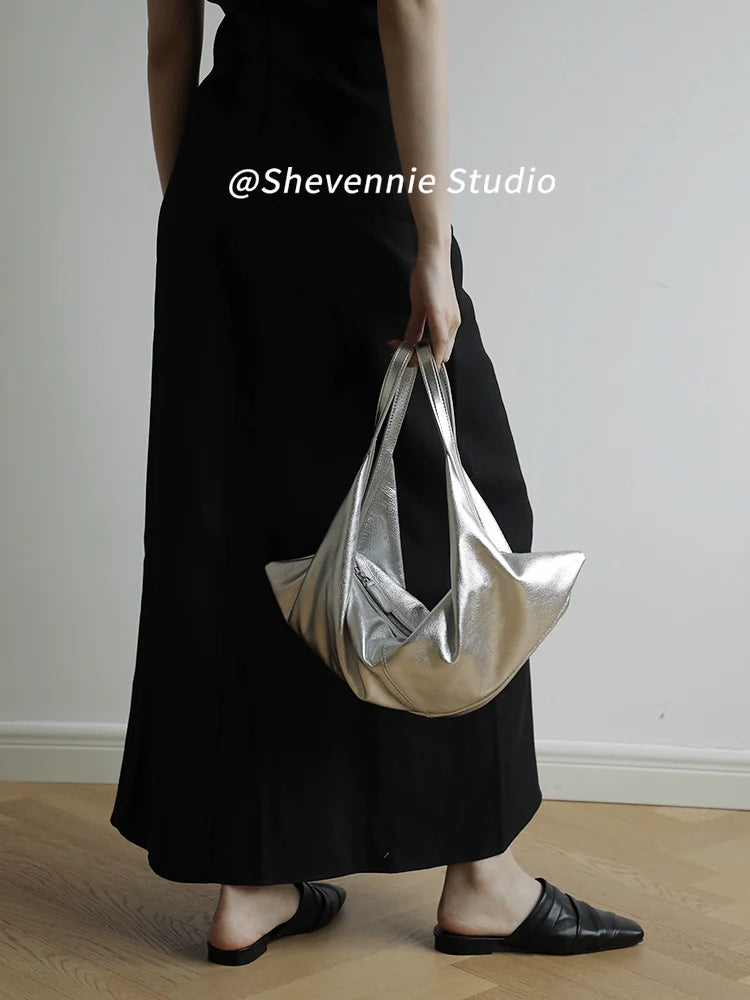 Soft Leather Croissant Tote