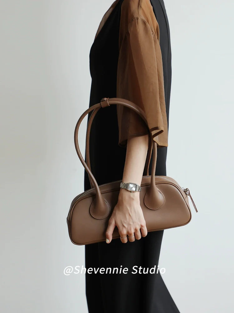 Shevennie Leather Baguette Bag