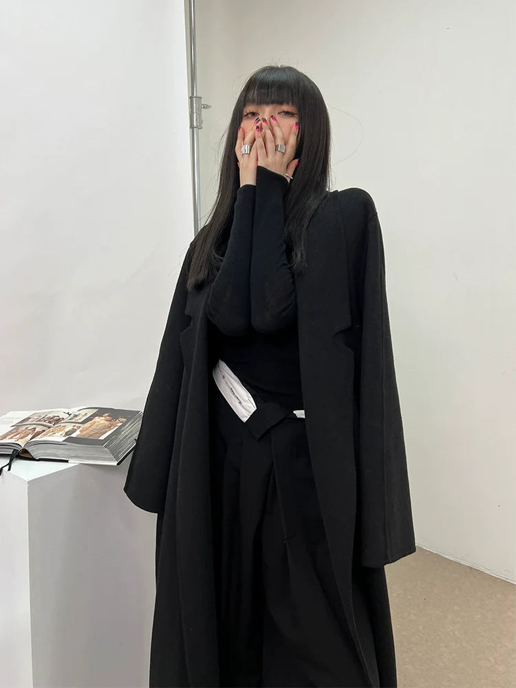 Black Double-Faced Wool Coat