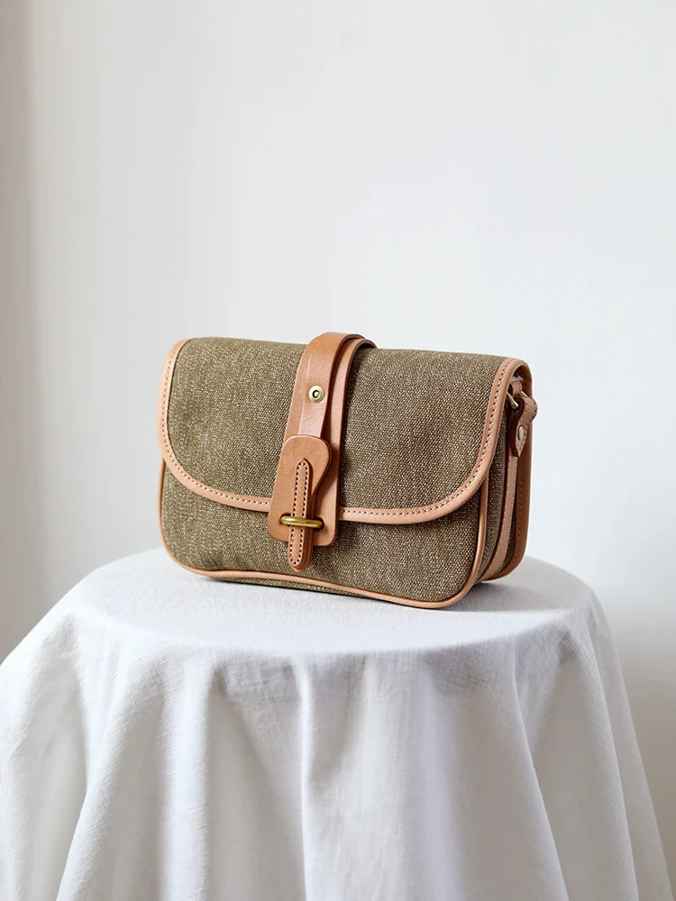 Canvas Leather Mini Crossbody