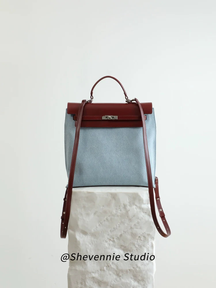 Leather Canvas Backpack