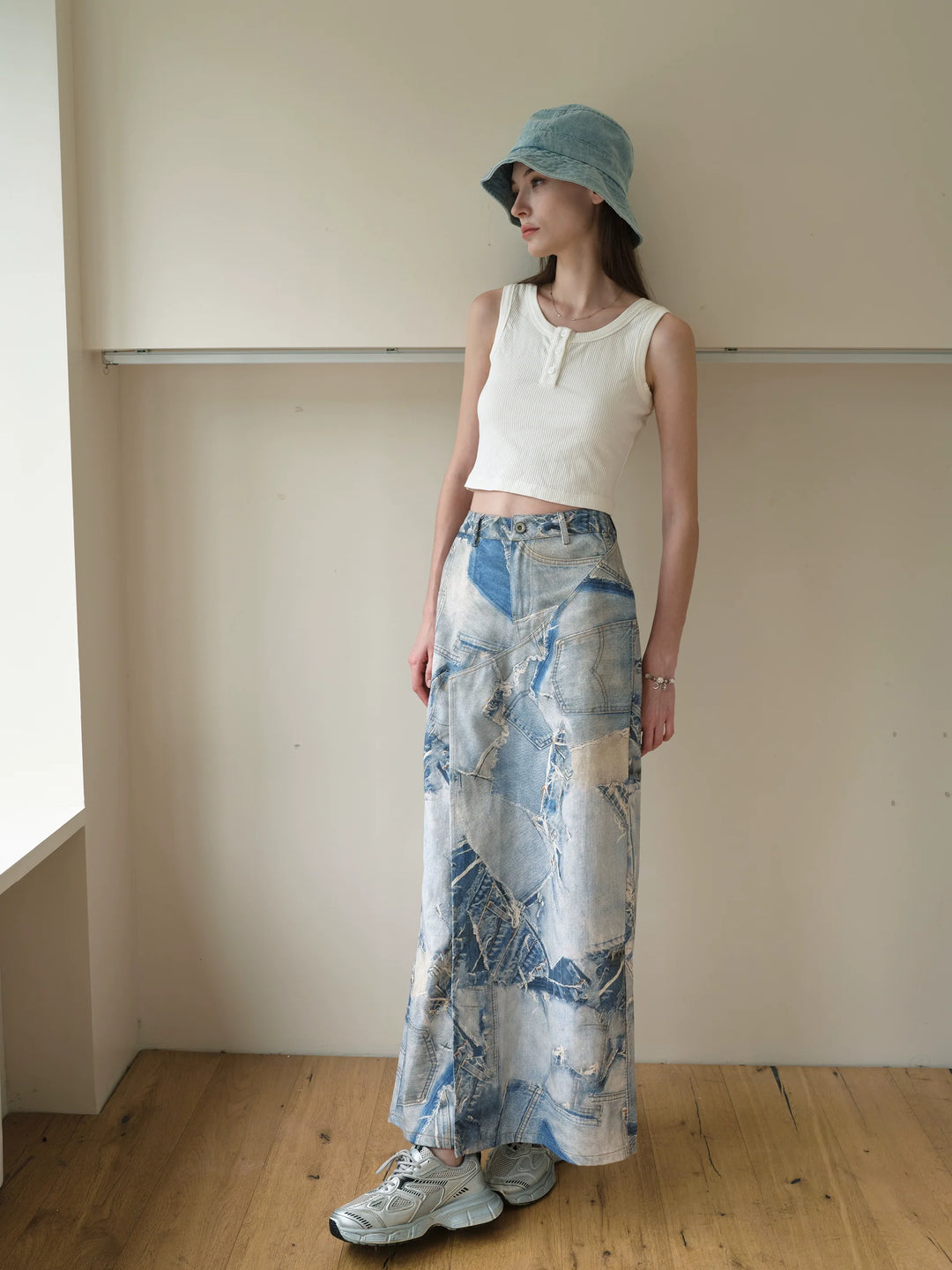 Denim Print Midi Culottes