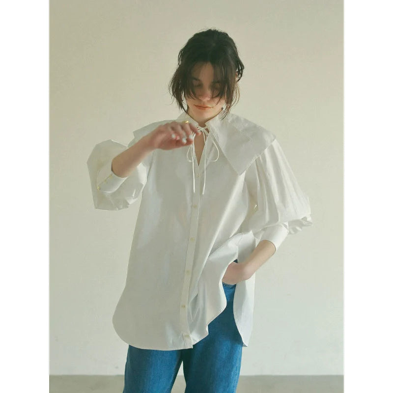 Cotton V-Neck Buttoned Shirt