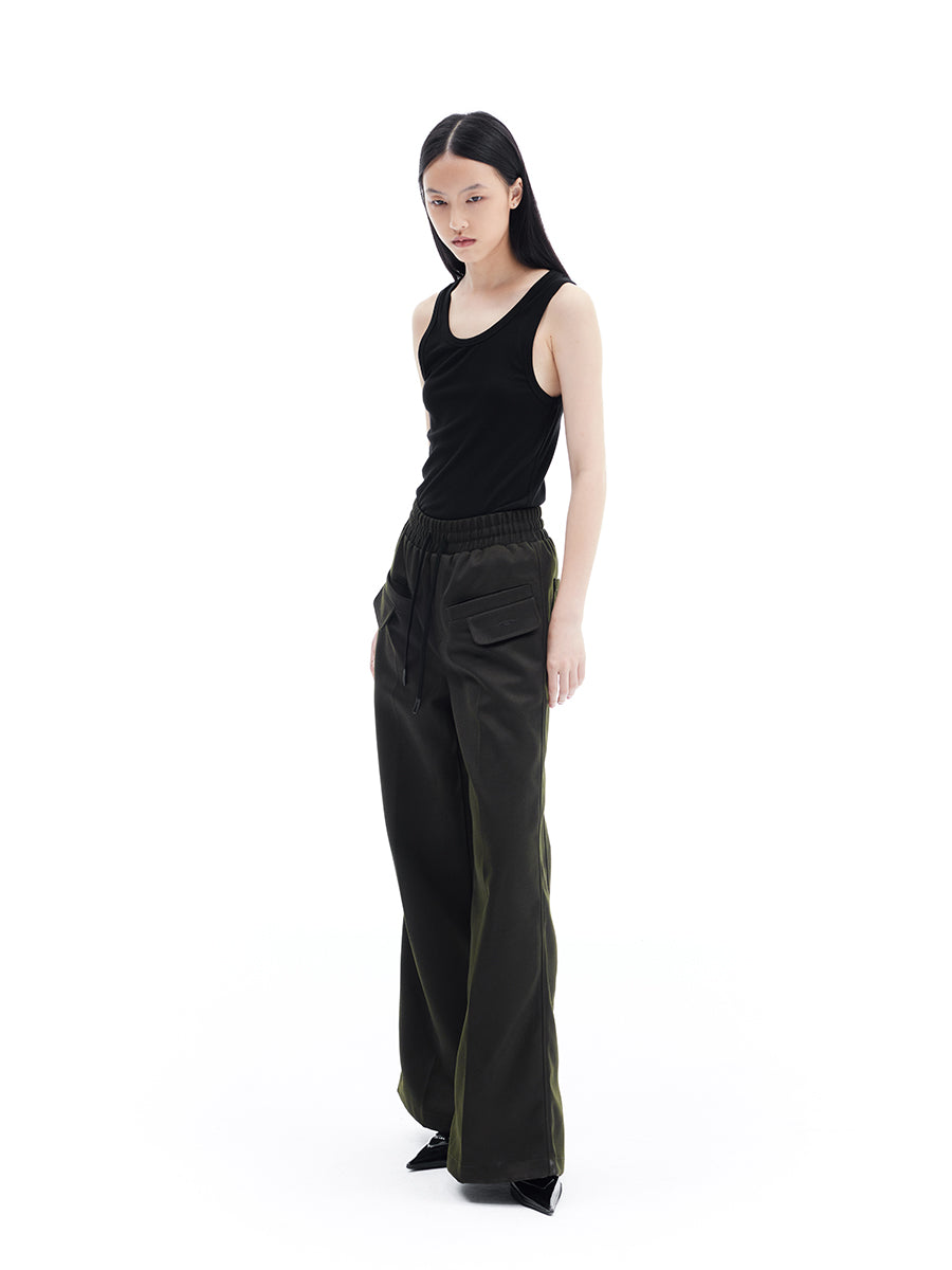 Wide-Leg Slit Trousers