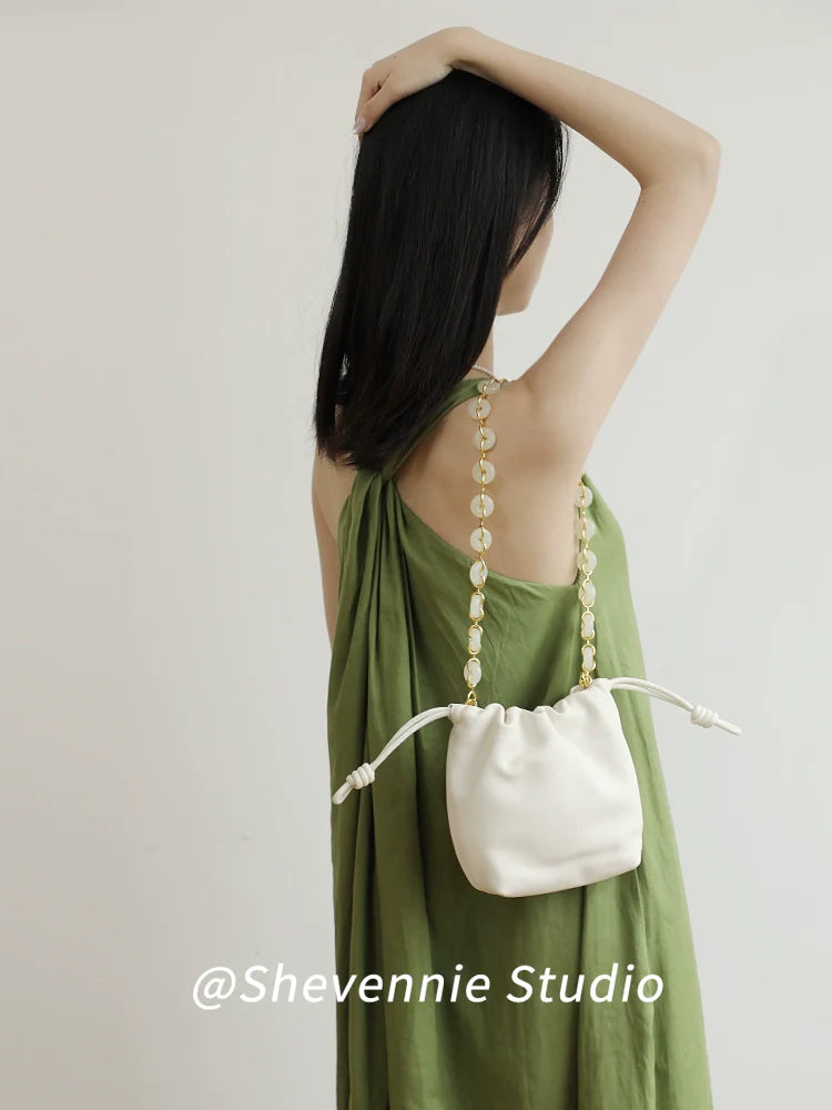 Pearl Chain Bucket Bag