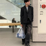 Korean Men's Fashion Jacket Flap Pocket Loose Casual Suit