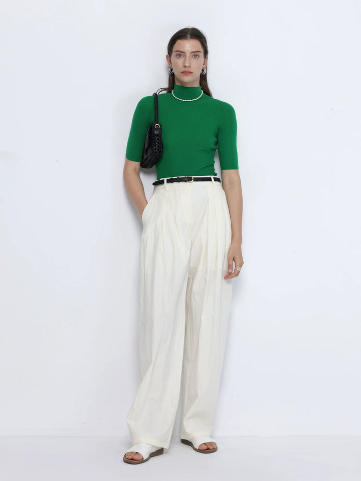 Natural Pleated Trousers