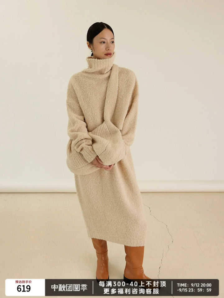 Alpaca Turtleneck Dress and Sweater Set