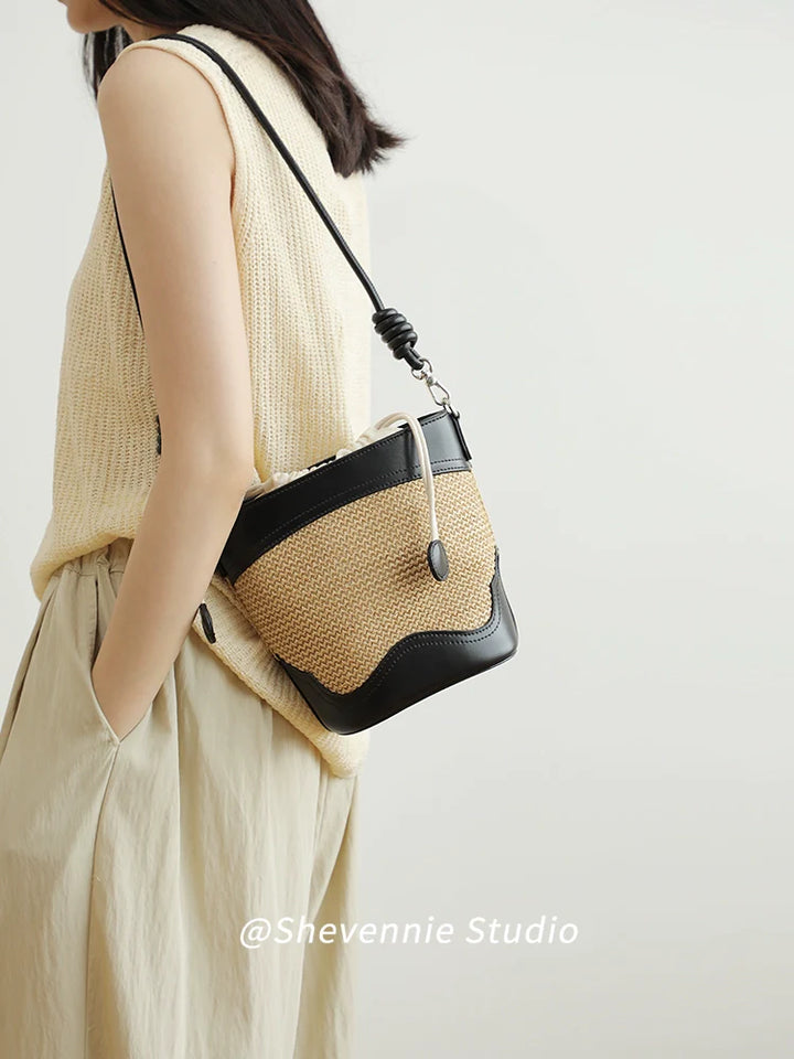 Straw Bucket Crossbody