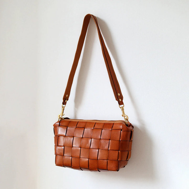 Handwoven Leather Baguette Bag