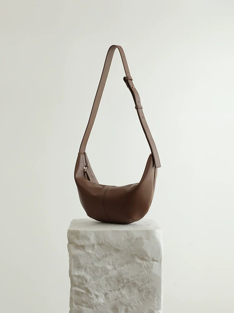 Leather Croissant Shoulder Bag