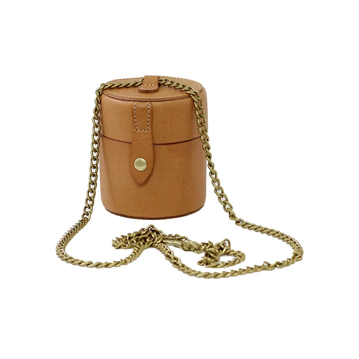 Leather Mini Round Chain Bag