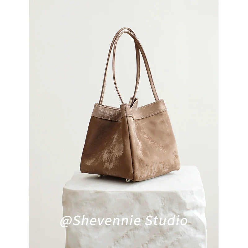 Silk Leather Bucket Bag