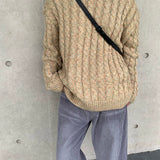 Heavy Retro Twist Sweater - Mixed Color, Loose Fit, Lazy Knitted Top for Fall/Winter
