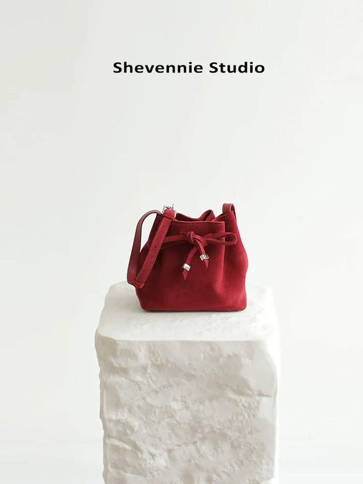 Frosted Suede Bucket Bag