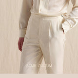 Men's Summer Pure Silk Bubble Satin Long Sleeve Shirt - Luxurious Handmade One-Piece Collar Casual Shirt
