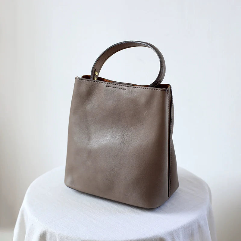 Leather Bucket Shoulder Bag