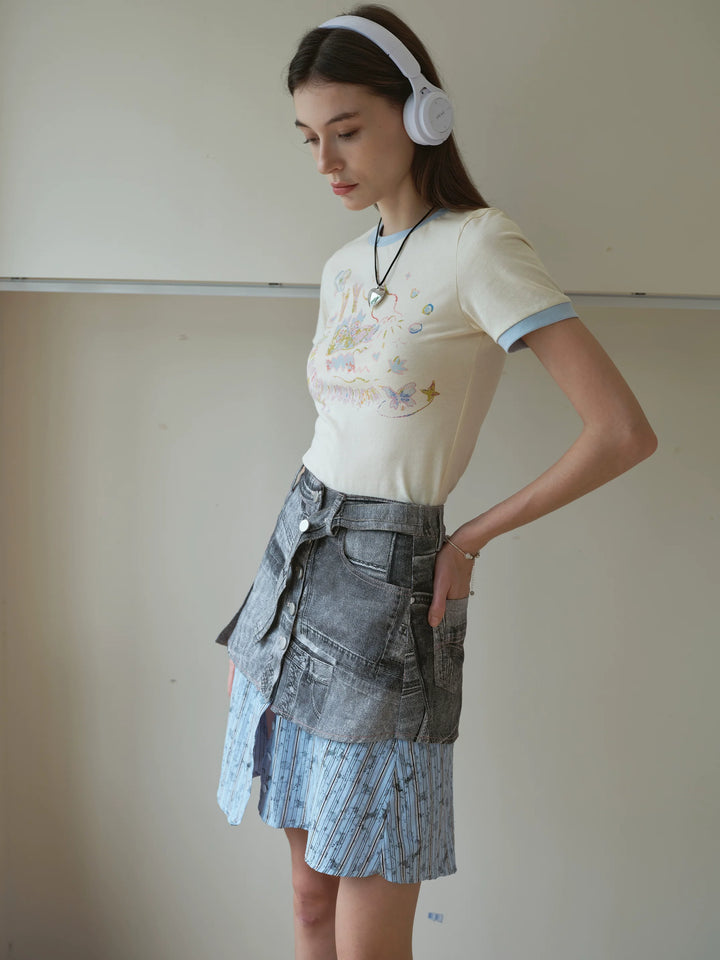 Denim Patchwork Skirt