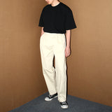 Spring Retro Loose Cotton Pants Unisex Casual Cropped Trousers