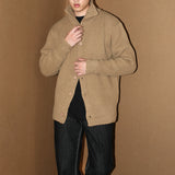 Men's Retro Black High-neck Knitted Sweater Coat