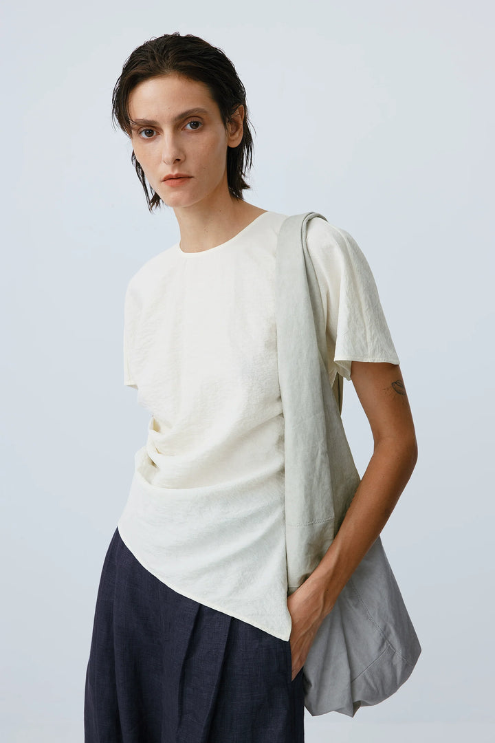 Silk Pleat Sleeve Tee