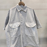 Retro-inspired Korean Men's Casual Shirt with Double Pockets and Wide Fit