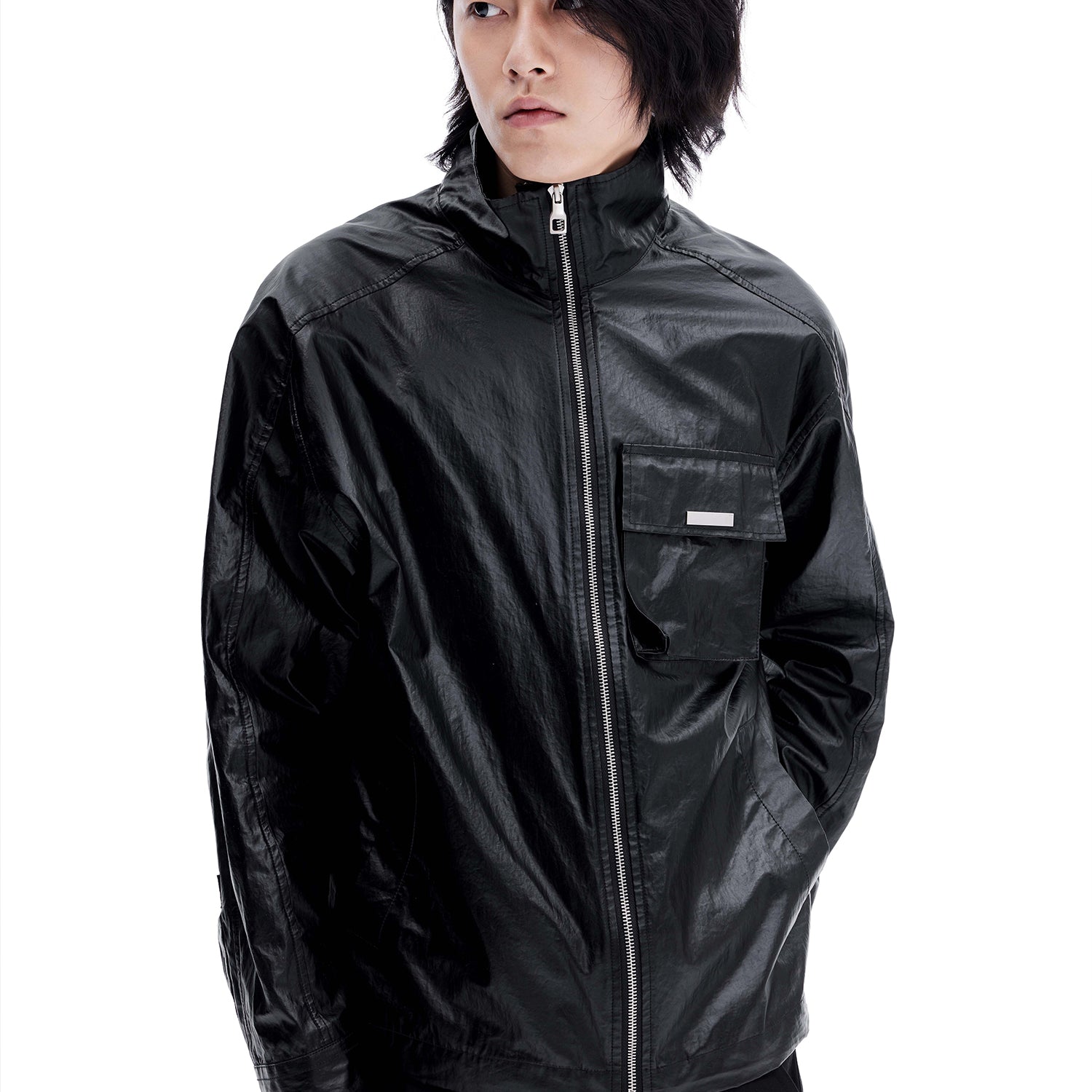 Autumn Coated Stand Collar Zipper Jacket - Men's Loose Fit