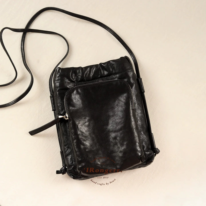 Leather Vertical Crossbody Bag