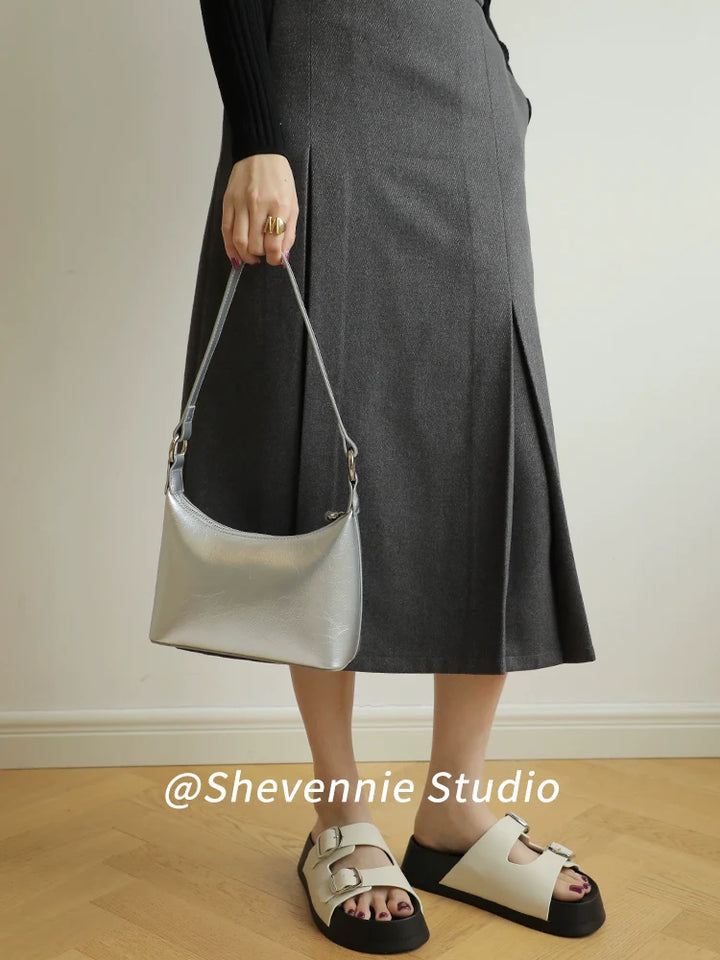 Silver Aria Leather Tote