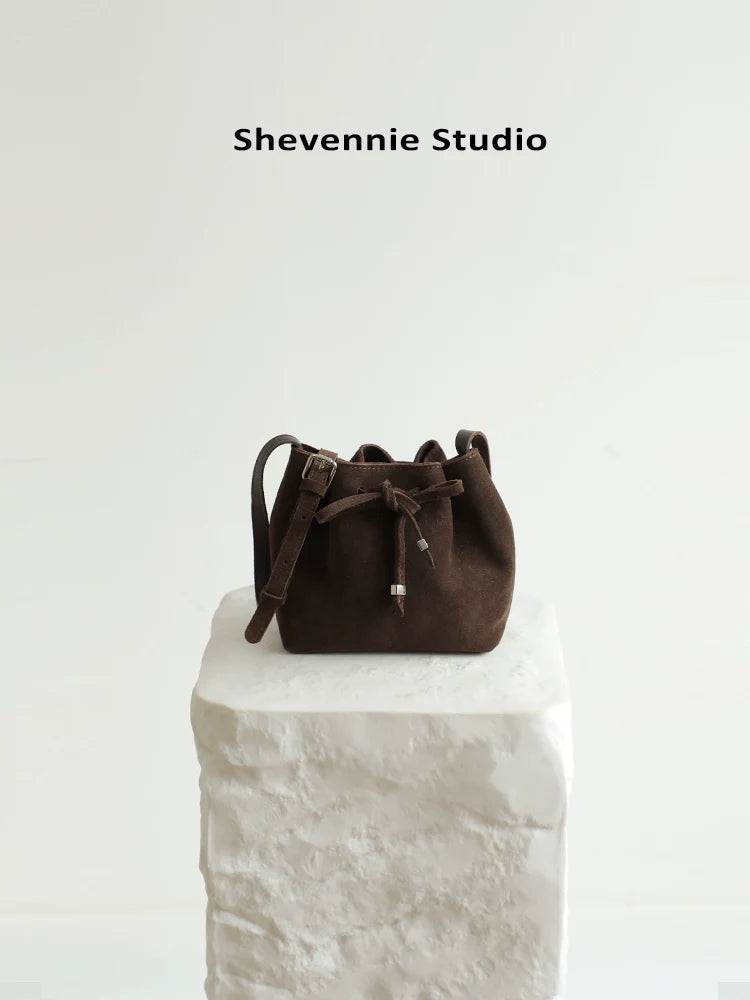 Frosted Suede Bucket Bag