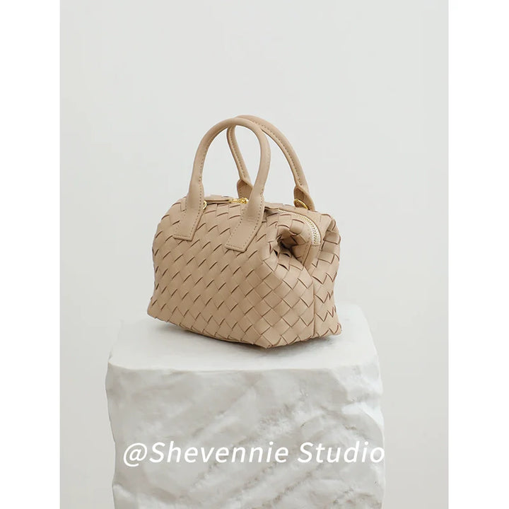 Leather Woven Bucket Bag