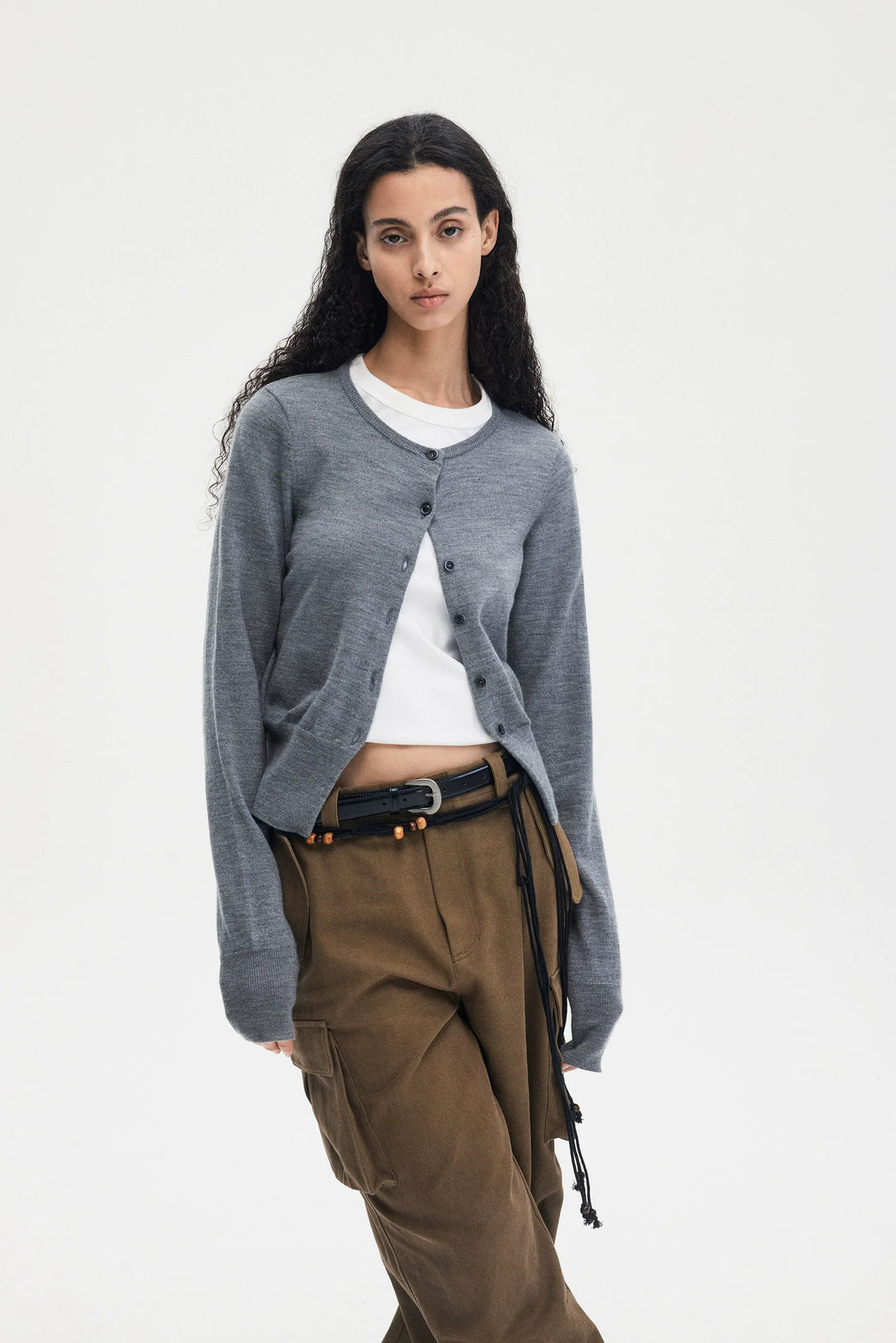 Sheep Wool Round Neck Cardigan