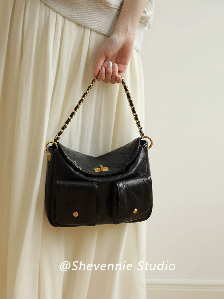 Chain Leather Messenger