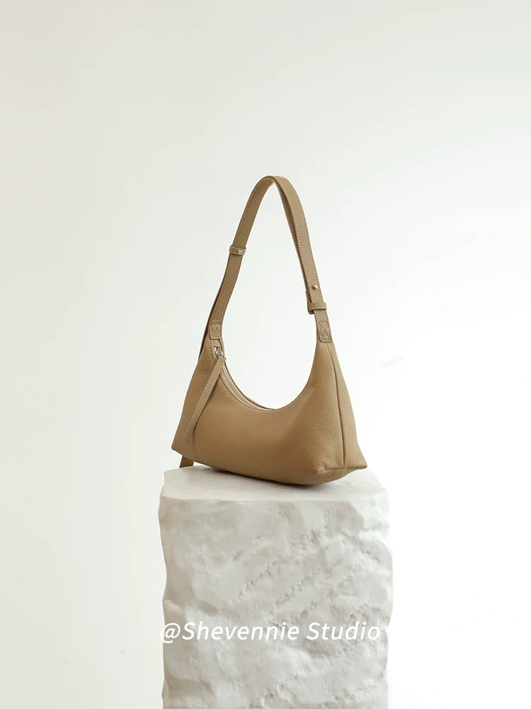 Soft Leather Baguette Shoulder Bag