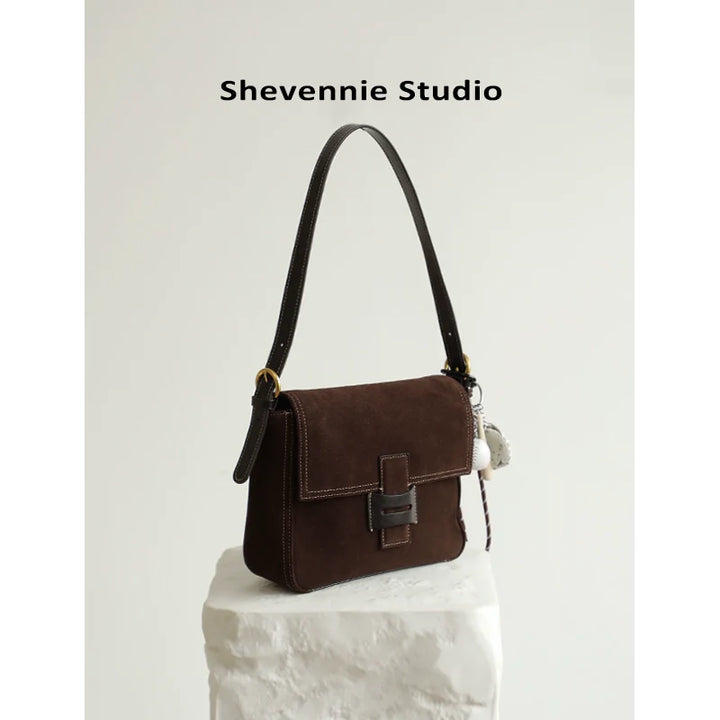 Frosted Suede Square Shoulder Bag