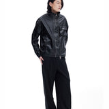 Autumn Coated Stand Collar Zipper Jacket - Men's Loose Fit