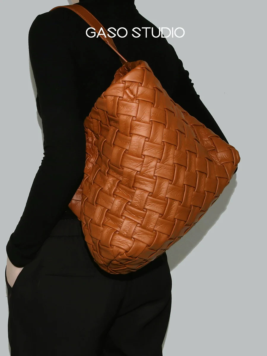 Soft Leather Woven Tote