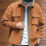 Japanese Retro Corduroy Loose Jacket for Men's Autumn Fashion